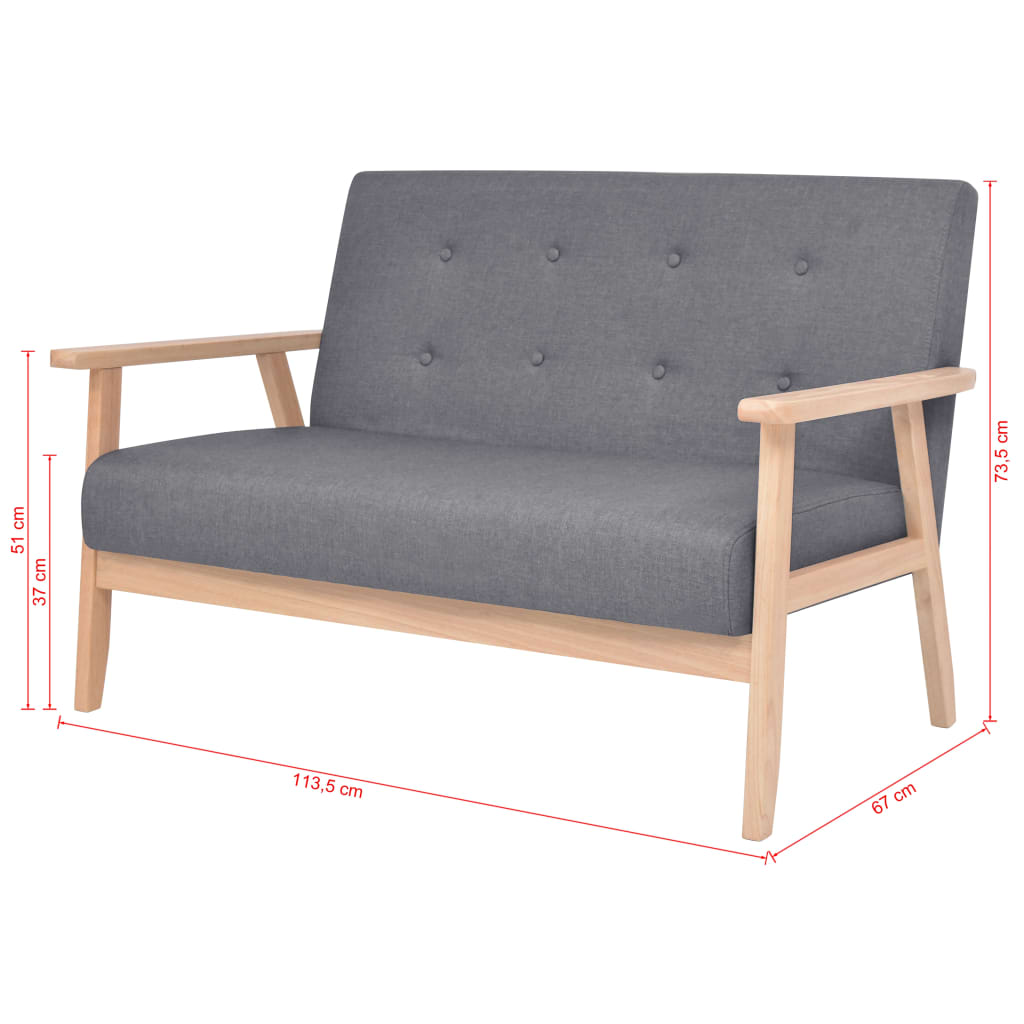 vidaXL Canapea cu 2 locuri, gri închis, material textil
