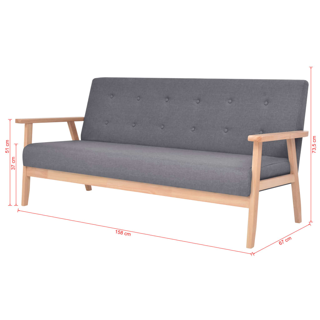 vidaXL Canapea cu 3 locuri, gri închis, material textil vidaXL Canapea cu 3 locuri, gri închis, material textil