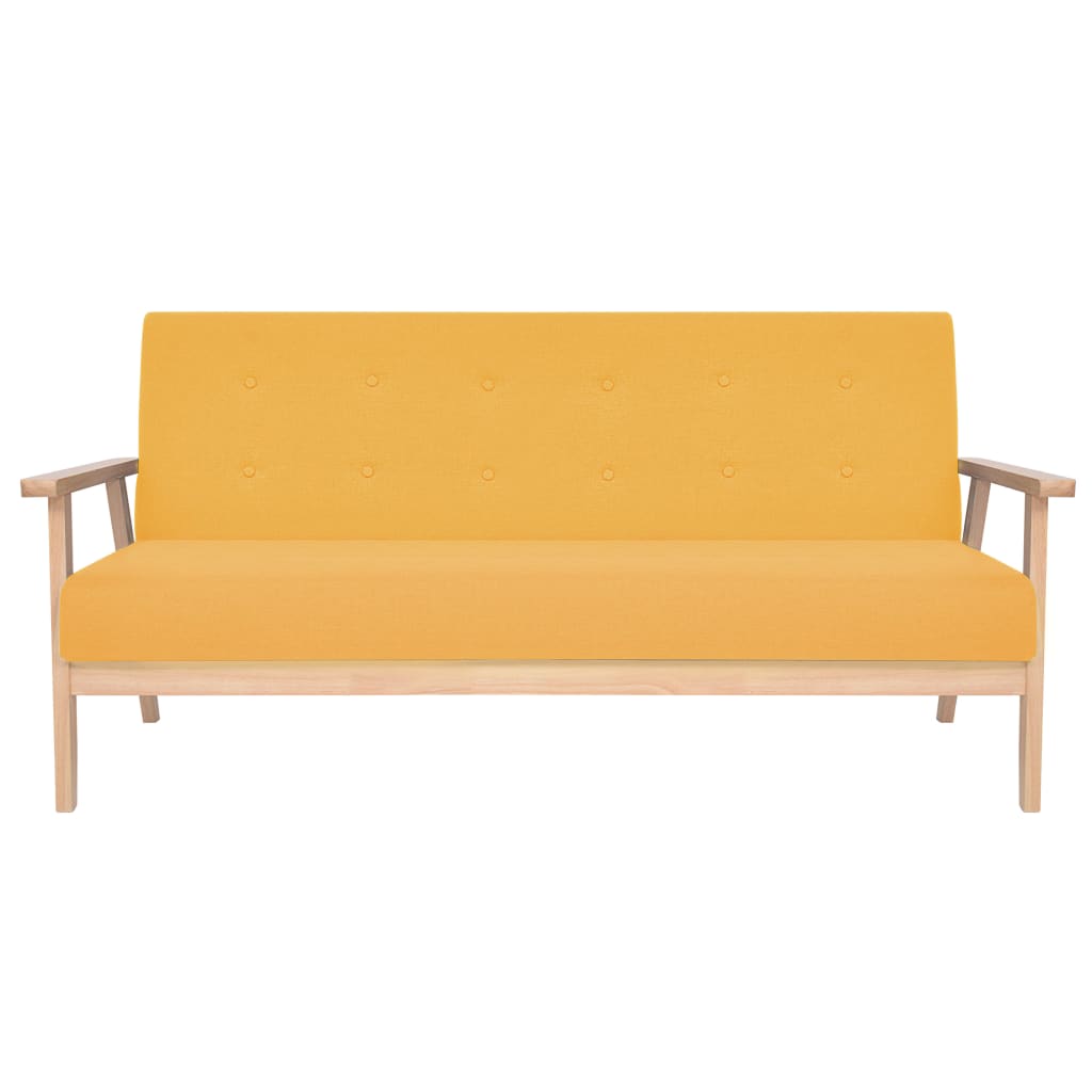 vidaXL Canapea cu 3 locuri, galben, material textil vidaXL Canapea cu 3 locuri, galben, material textil