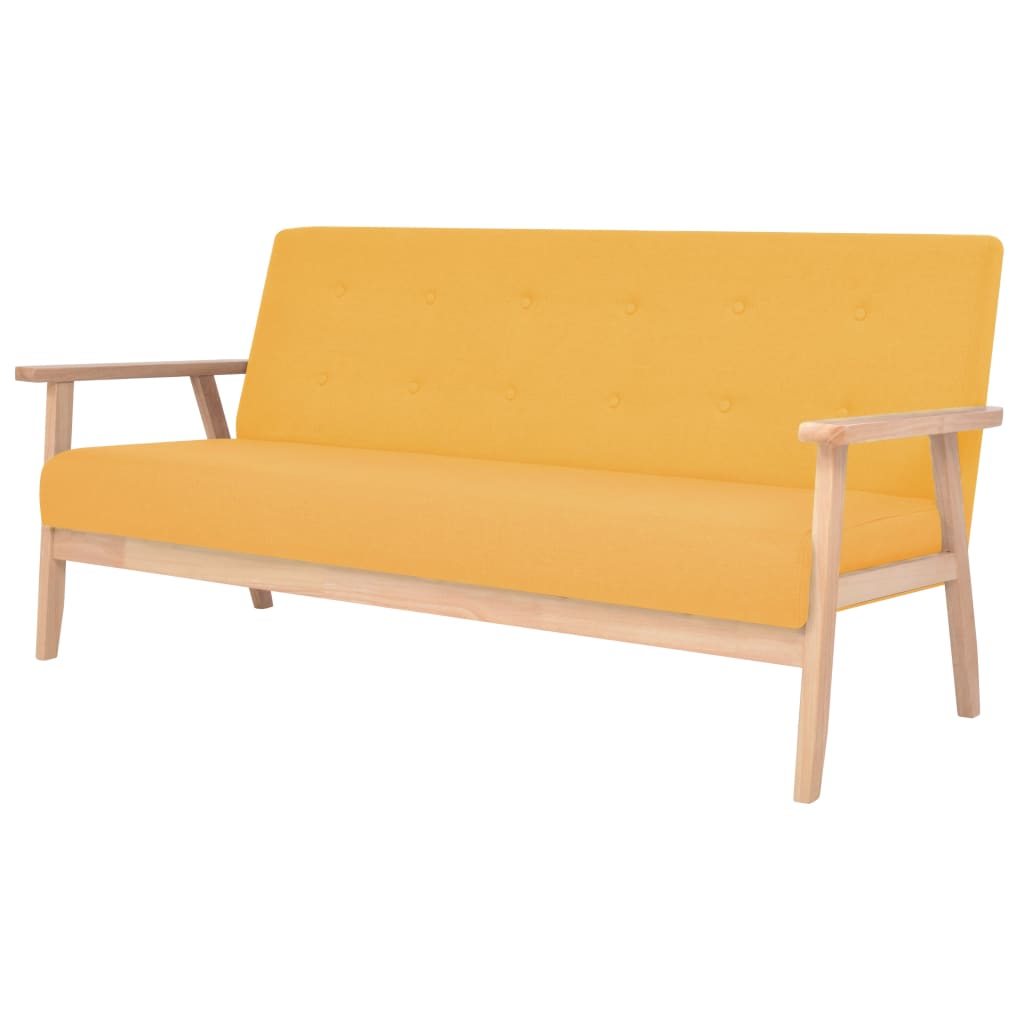 vidaXL Canapea cu 3 locuri, galben, material textil vidaXL Canapea cu 3 locuri, galben, material textil