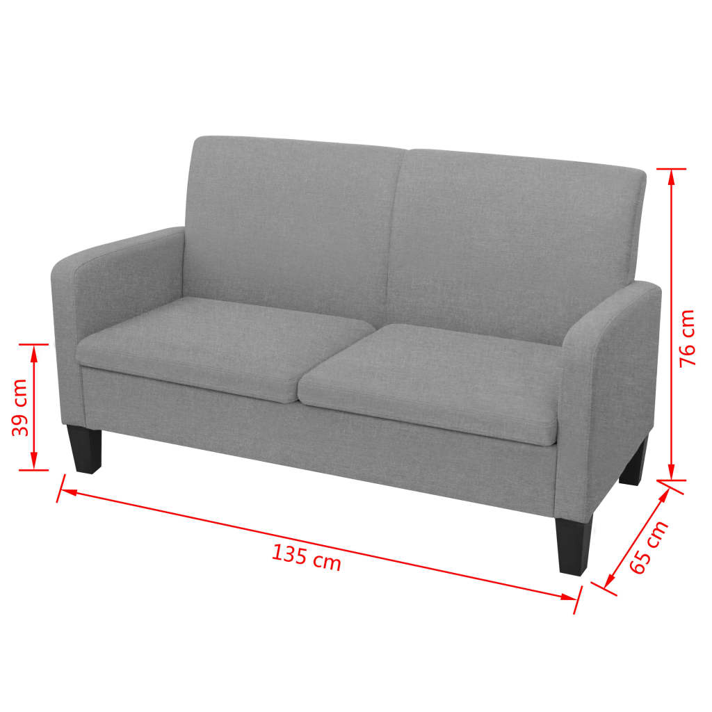 vidaXL Canapea cu 2 locuri, 135 x 65 x 76 cm, gri deschis vidaXL Canapea cu 2 locuri, 135 x 65 x 76 cm, gri deschis