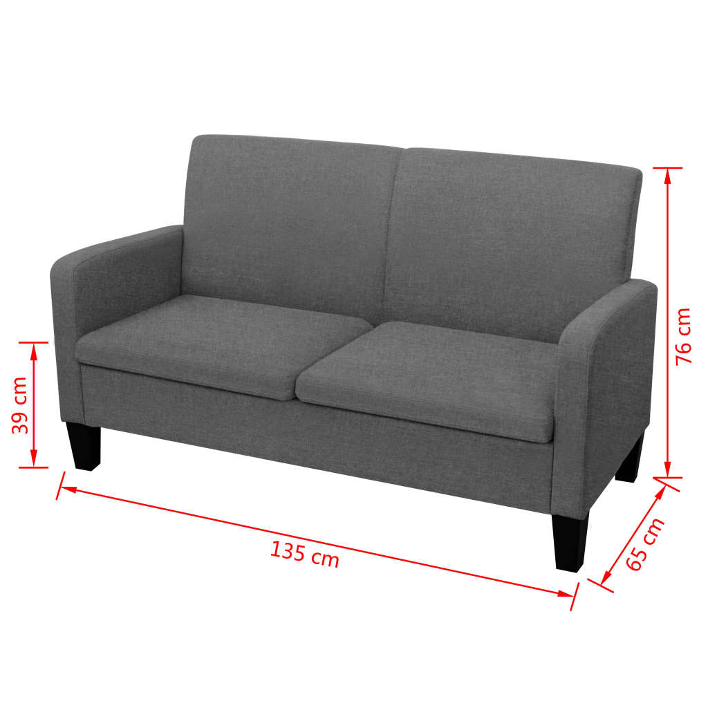 vidaXL Canapea cu 2 locuri, 135 x 65 x 76 cm, gri închis vidaXL Canapea cu 2 locuri, 135 x 65 x 76 cm, gri închis