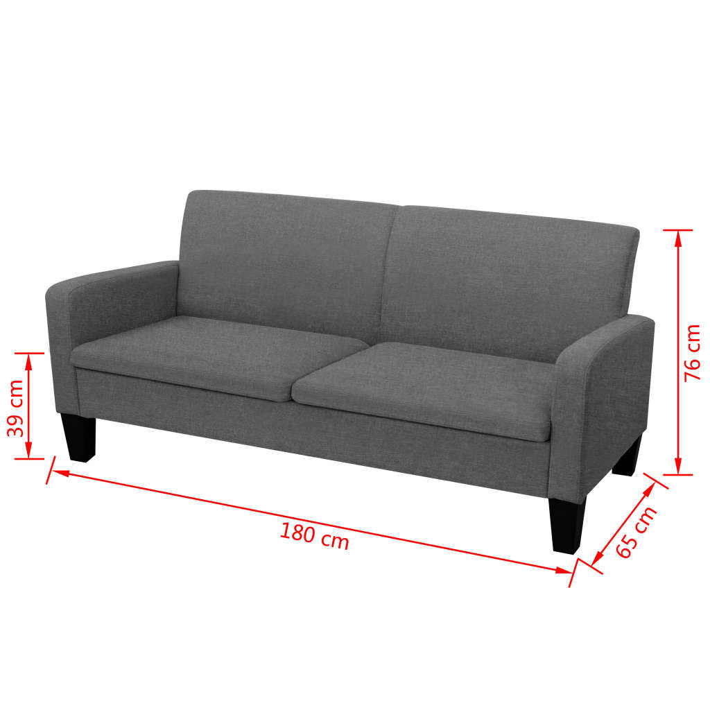 vidaXL Canapea cu 3 locuri, 180 x 65 x 76 cm, gri închis vidaXL Canapea cu 3 locuri, 180 x 65 x 76 cm, gri închis