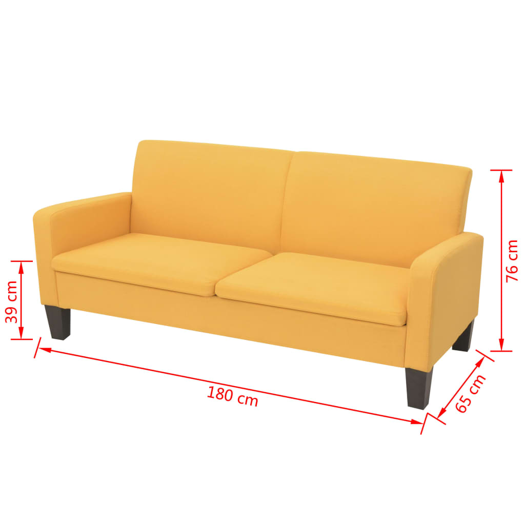 vidaXL Canapea cu 3 locuri, 180 x 65 x 76 cm, galben vidaXL Canapea cu 3 locuri, 180 x 65 x 76 cm, galben