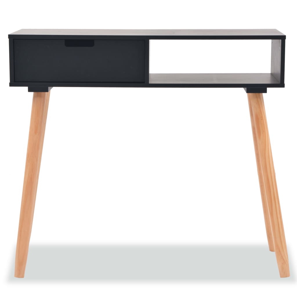 vidaXL Masă consolă, lemn masiv de pin 80x30x72 cm, negru