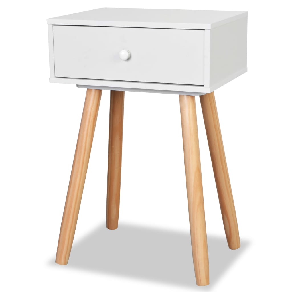 vidaXL Noptiere din lemn masiv de pin 2 buc, 40 x 30 x 61 cm, alb