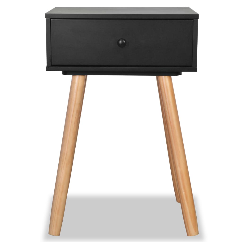 vidaXL Noptiere din lemn masiv de pin 2 buc, 40 x 30 x 61 cm, negru