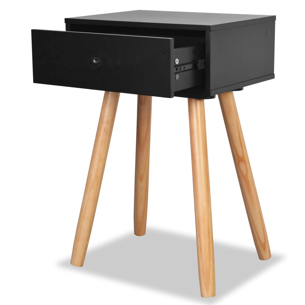 vidaXL Noptiere din lemn masiv de pin 2 buc, 40 x 30 x 61 cm, negru