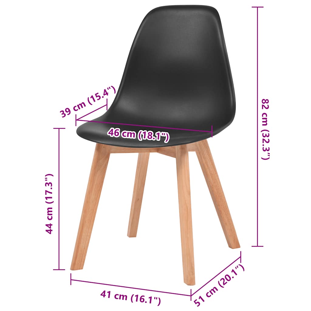 vidaXL Scaune de bucătărie, 2 buc., negru, plastic