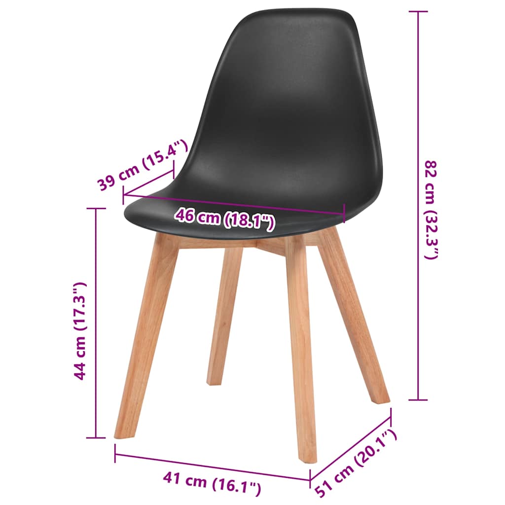 vidaXL Scaune de bucătărie, 6 buc., negru, plastic vidaXL Scaune de bucătărie, 6 buc., negru, plastic