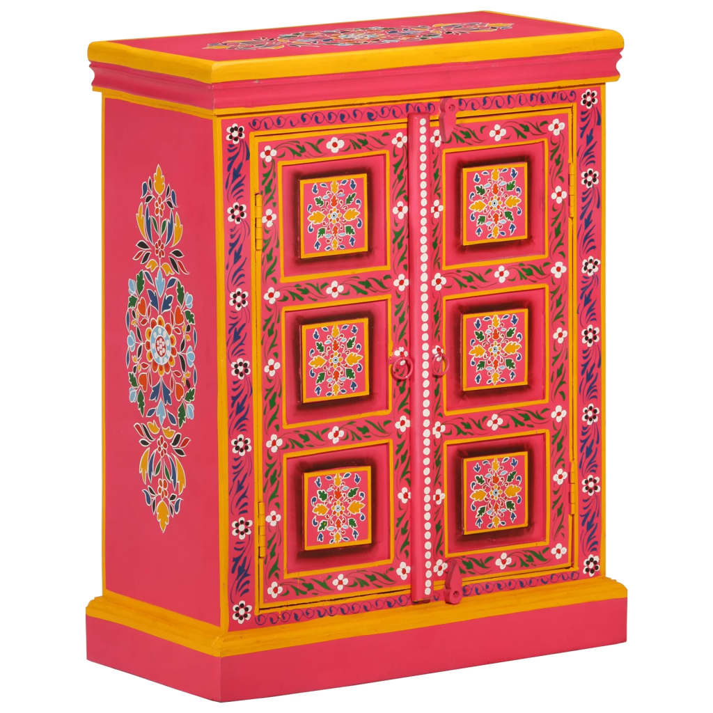 vidaXL Dulap, roz, lemn masiv de mango, pictat manual