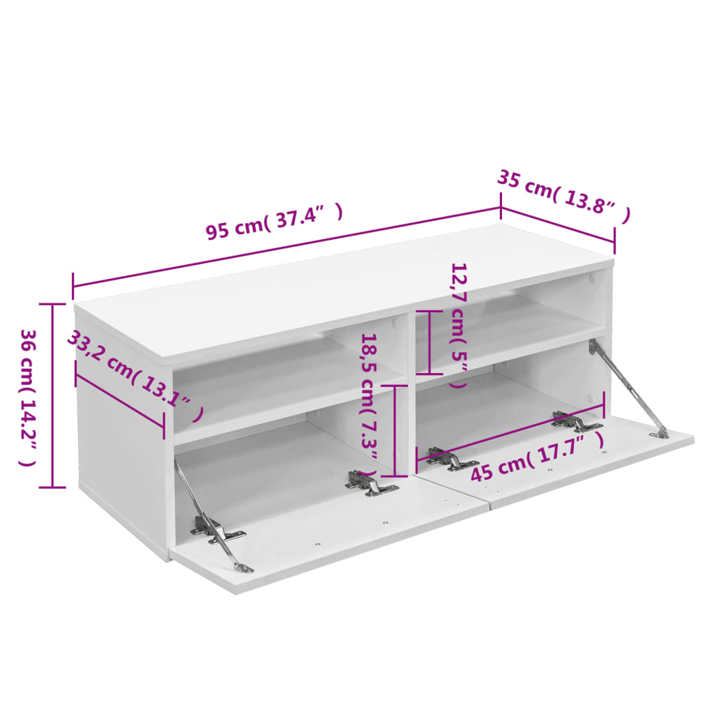 vidaXL Comodă TV, PAL, 95 x 35 x 36 cm, alb vidaXL Comodă TV, PAL, 95 x 35 x 36 cm, alb