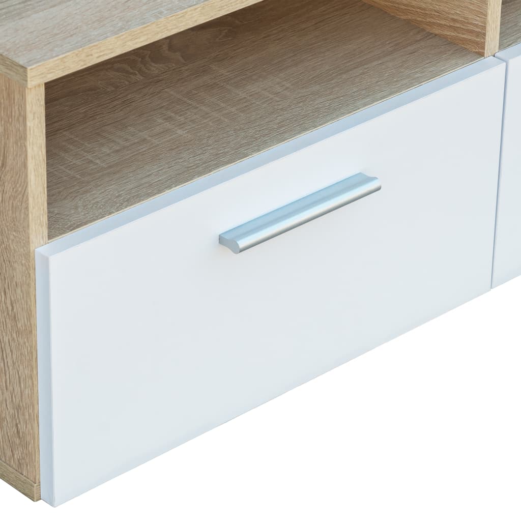 vidaXL Comodă TV, PAL, 95 x 35 x 36 cm, culoarea stejarului și alb vidaXL Comodă TV, PAL, 95 x 35 x 36 cm, culoarea stejarului și alb