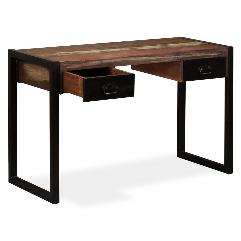 vidaXL Birou cu 2 sertare, 120 x 50 x 76 cm, lemn masiv reciclat