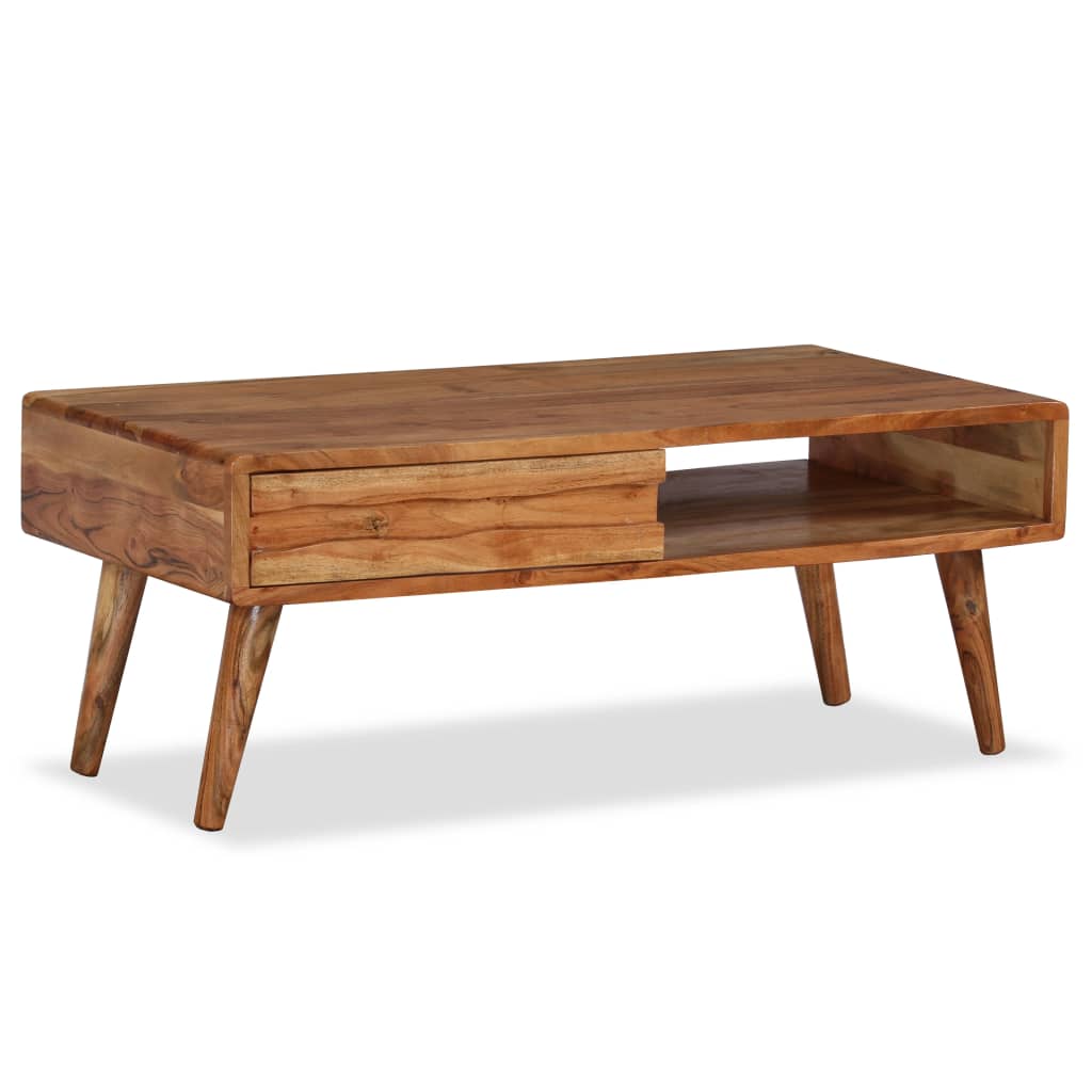 vidaXL Măsuță de cafea cu sertar sculptat, 100x50x40 cm, lemn masiv vidaXL Măsuță de cafea cu sertar sculptat, 100x50x40 cm, lemn masiv