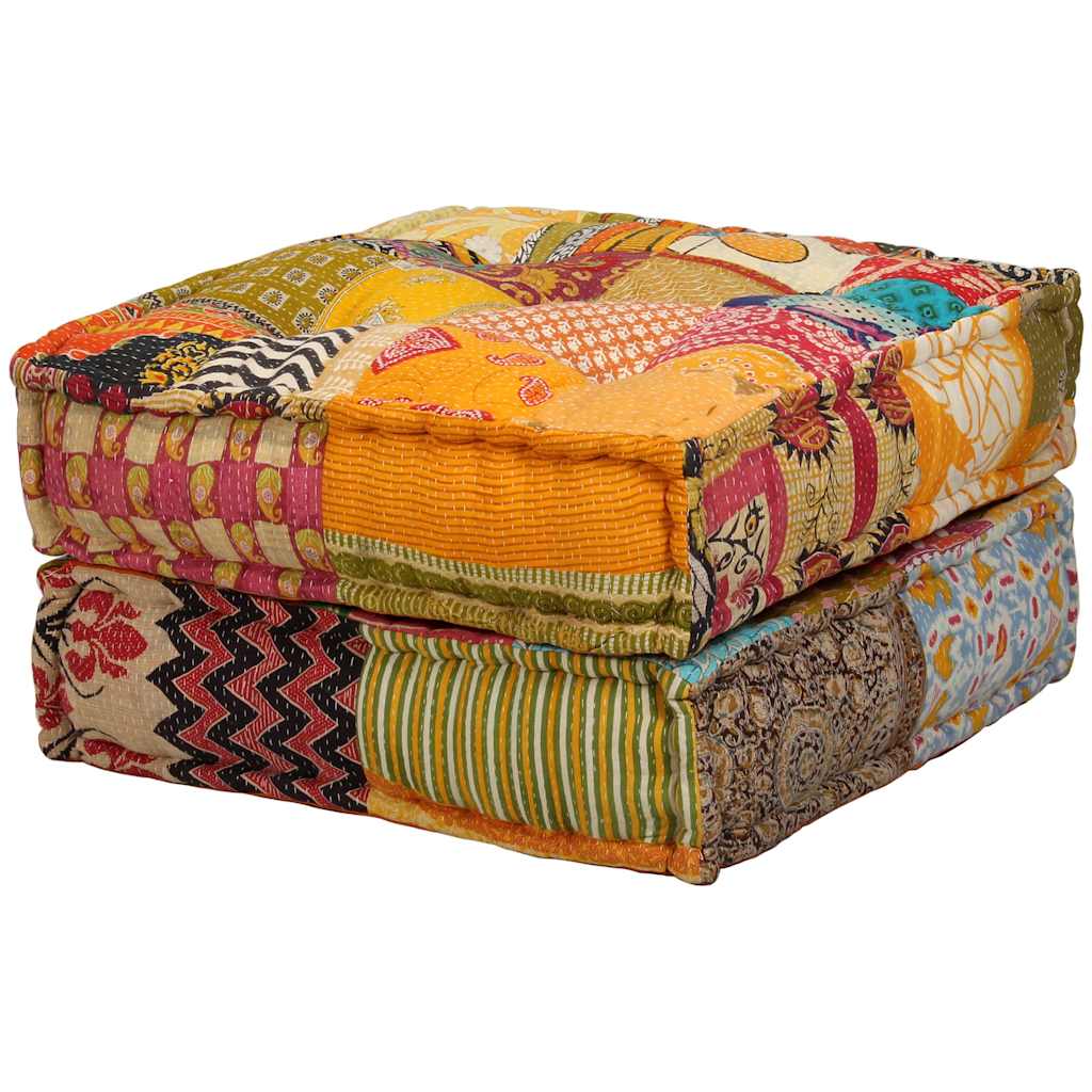 vidaXL Canapea puf modulară cu 2 locuri, petice, material textil vidaXL Canapea puf modulară cu 2 locuri, petice, material textil