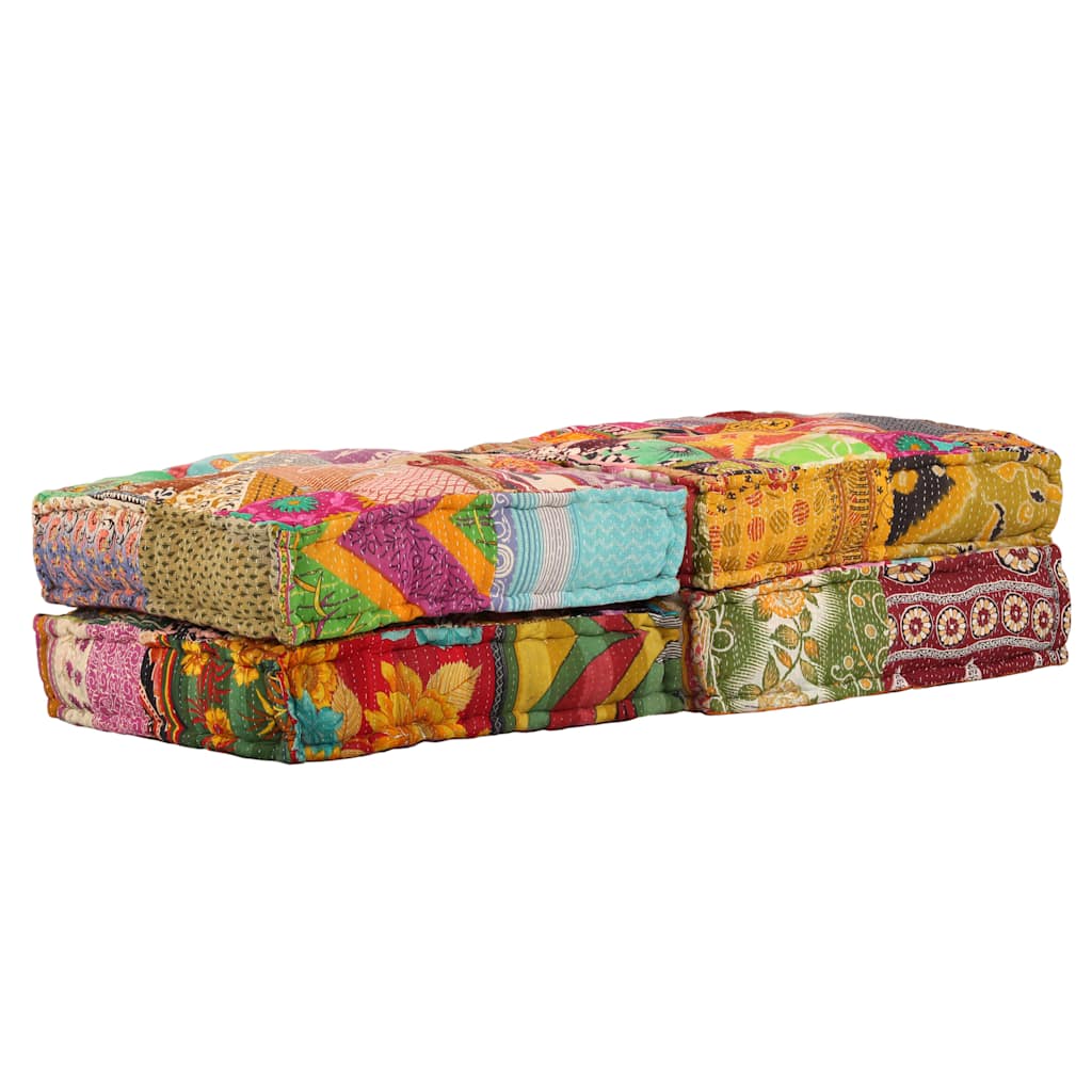 vidaXL Canapea puf modulară cu 2 locuri, petice, material textil vidaXL Canapea puf modulară cu 2 locuri, petice, material textil