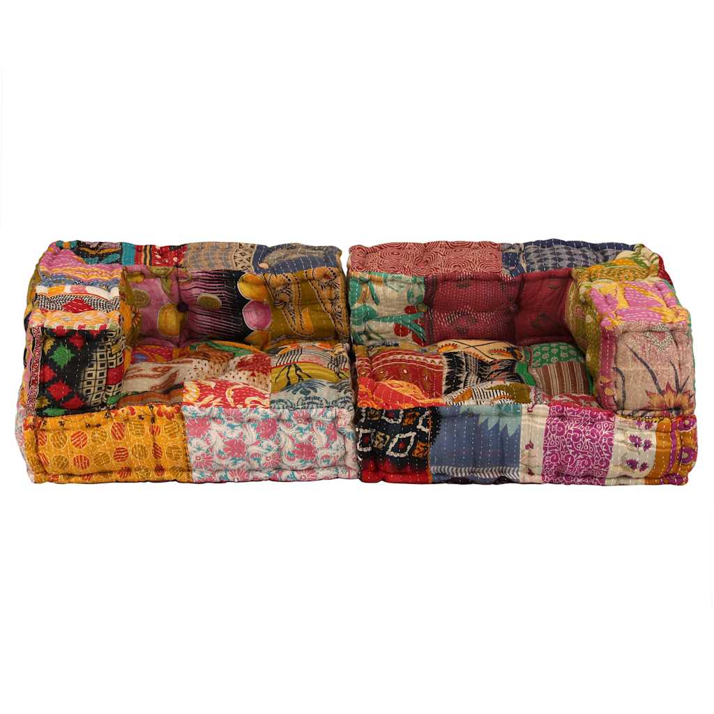 vidaXL Canapea puf modulară cu 2 locuri, petice, material textil vidaXL Canapea puf modulară cu 2 locuri, petice, material textil