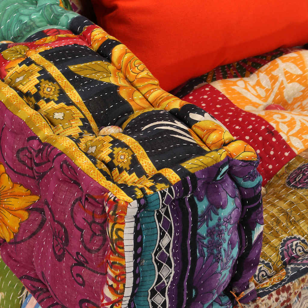 vidaXL Canapea puf modulară cu 2 locuri, petice, material textil vidaXL Canapea puf modulară cu 2 locuri, petice, material textil