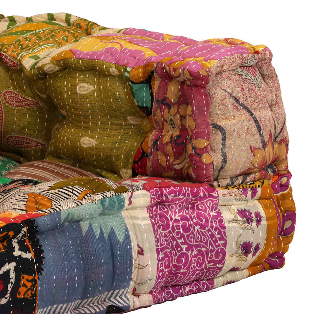 vidaXL Canapea puf modulară cu 2 locuri, petice, material textil vidaXL Canapea puf modulară cu 2 locuri, petice, material textil