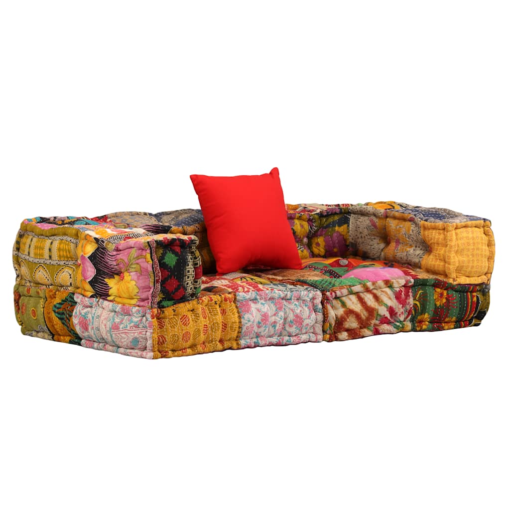 vidaXL Canapea puf modulară cu 2 locuri, petice, material textil vidaXL Canapea puf modulară cu 2 locuri, petice, material textil