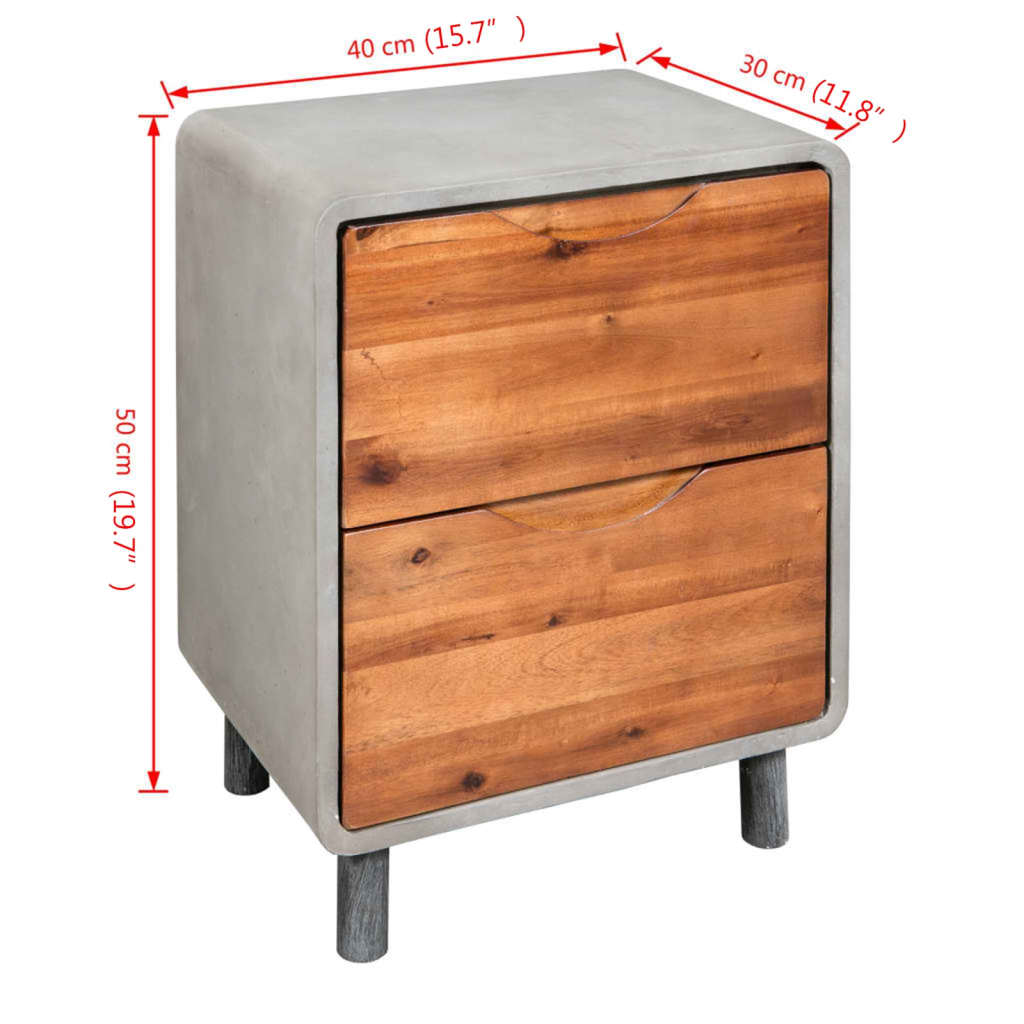 vidaXL Noptieră Beton și Lemn masiv de salcâm 40x30x50 cm vidaXL Noptieră Beton și Lemn masiv de salcâm 40x30x50 cm