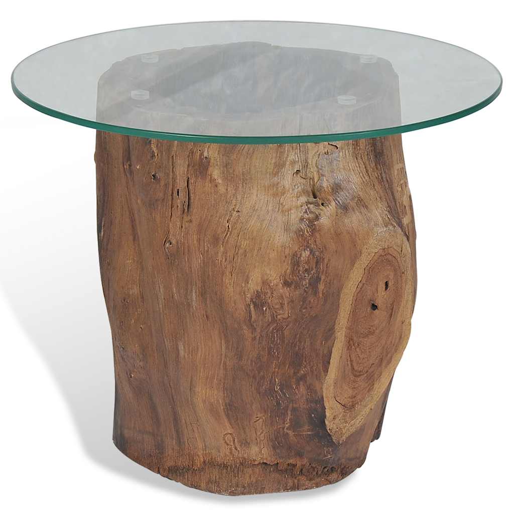 vidaXL Măsuță de cafea, lemn de tec și sticlă, 50 x 40 cm vidaXL Măsuță de cafea, lemn de tec și sticlă, 50 x 40 cm