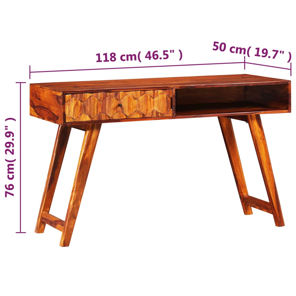 vidaXL Masă de scris din lemn masiv de acacia 118 x 50 x 76 cm
