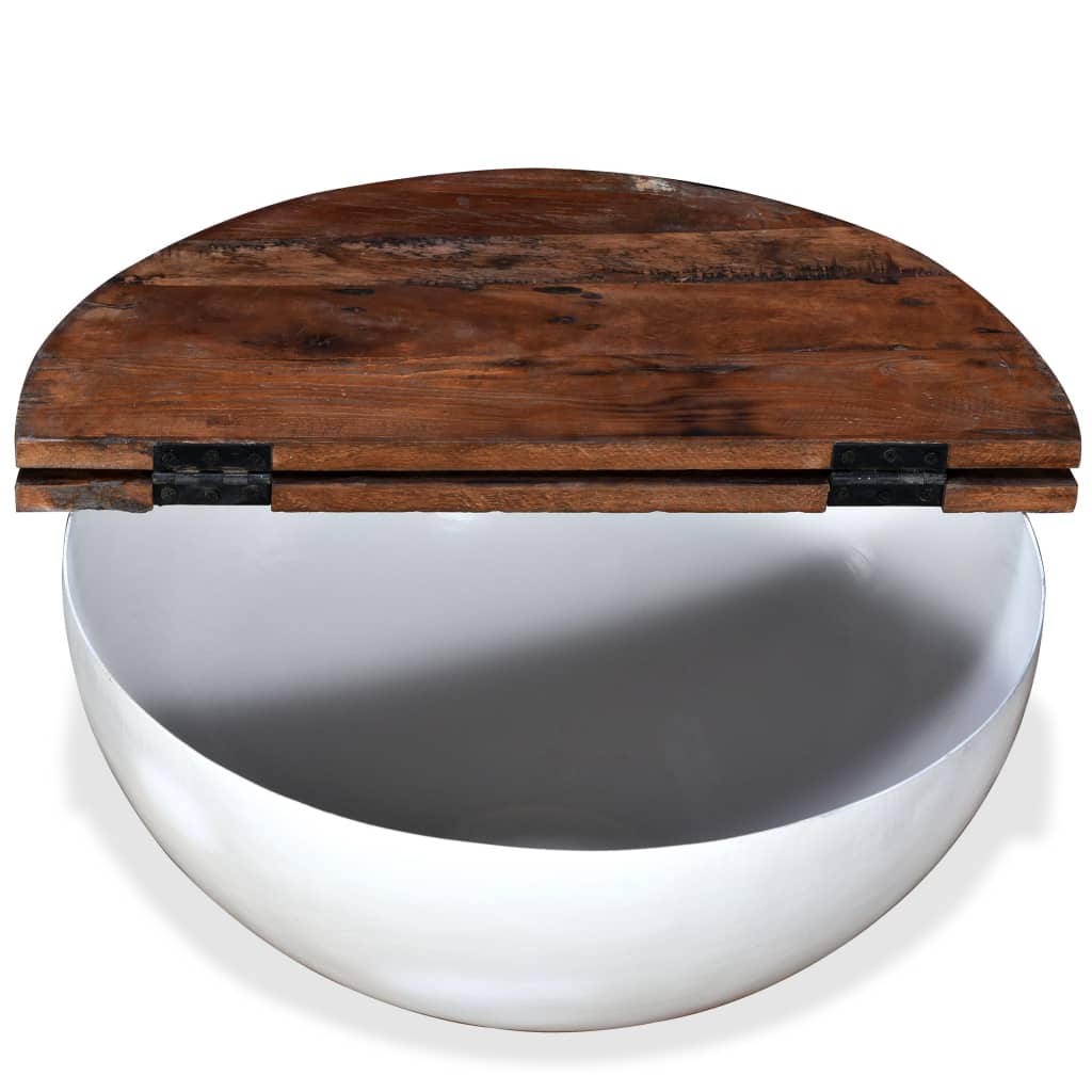 vidaXL Măsuță de cafea, alb, lemn masiv reciclat, formă bol vidaXL Măsuță de cafea, alb, lemn masiv reciclat, formă bol