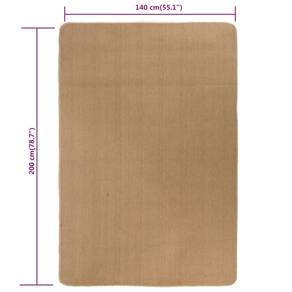 vidaXL Covor de iută cu suport din latex, 140x200 cm, Natural vidaXL Covor de iută cu suport din latex, 140x200 cm, Natural