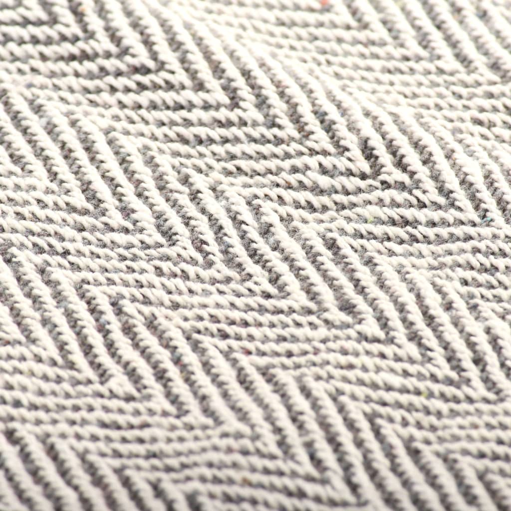 vidaXL Pătură decorativă model spic, bumbac, 220 x 250 cm, gri vidaXL Pătură decorativă model spic, bumbac, 220 x 250 cm, gri