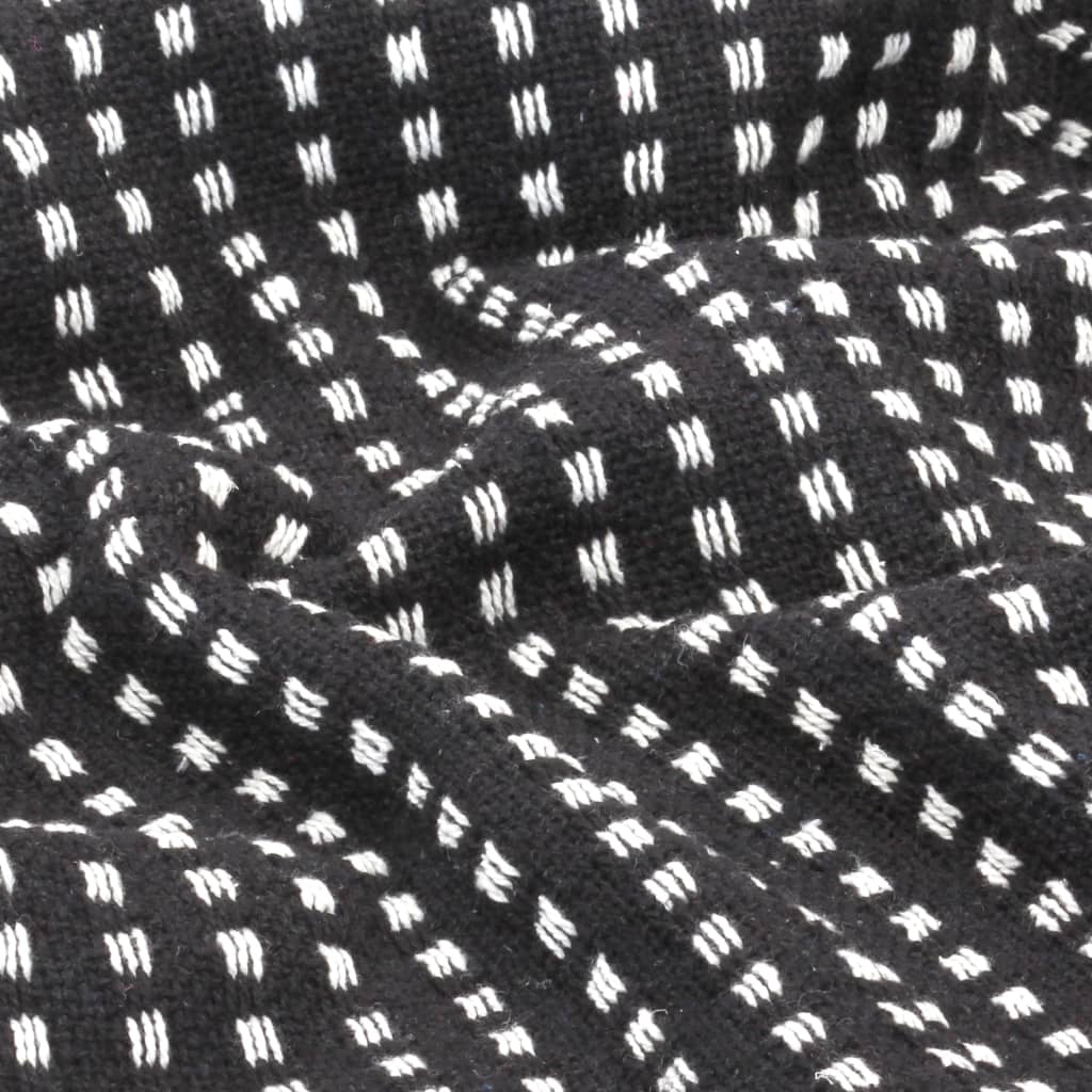 vidaXL Pătură decorativă cu pătrățele, bumbac, 125 x 150 cm, negru vidaXL Pătură decorativă cu pătrățele, bumbac, 125 x 150 cm, negru