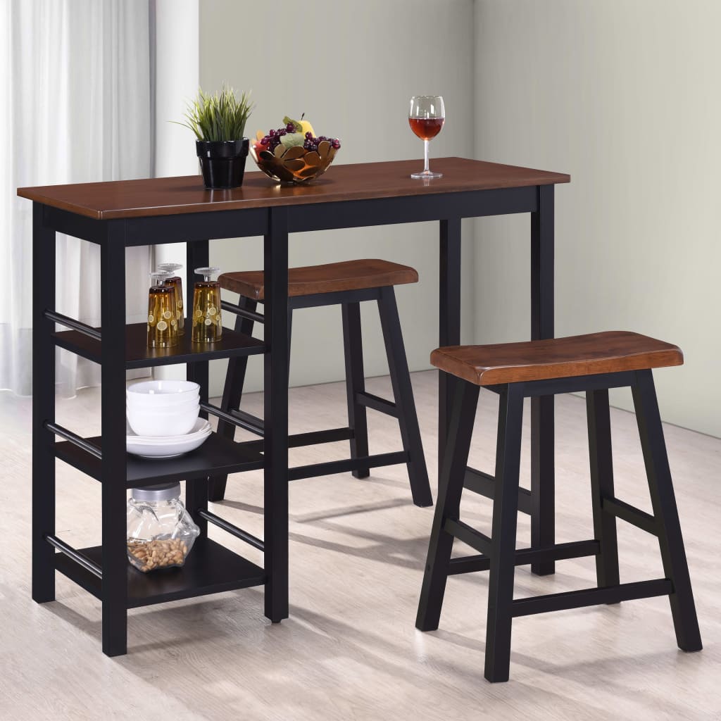 vidaXL Set mobilier de bar, 3 piese, MDF, negru vidaXL Set mobilier de bar, 3 piese, MDF, negru