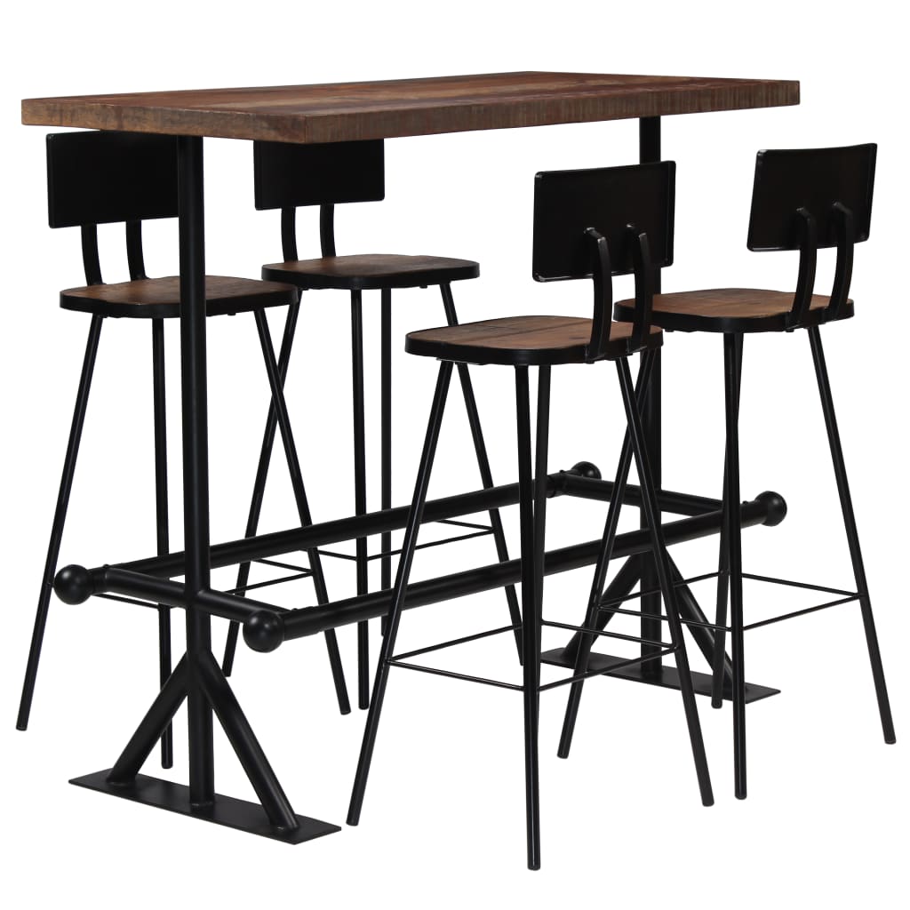 vidaXL Set mobilier de bar, 5 piese, lemn masiv reciclat vidaXL Set mobilier de bar, 5 piese, lemn masiv reciclat