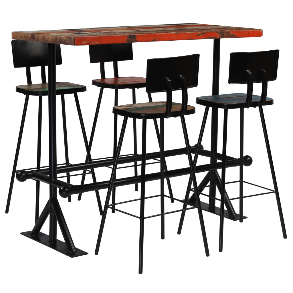 vidaXL Set mobilier de bar, 5 piese, multicolor, lemn masiv reciclat vidaXL Set mobilier de bar, 5 piese, multicolor, lemn masiv reciclat