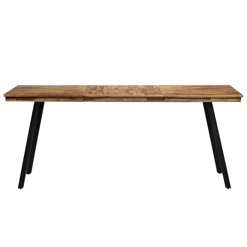 vidaXL Masă de bucătărie, lemn masiv reciclat și oțel, 180x90x76 cm