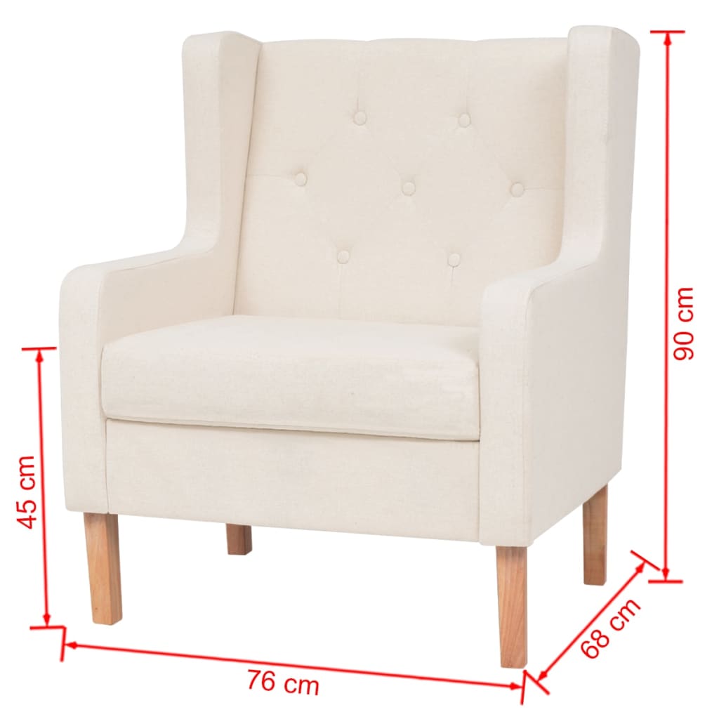 vidaXL Fotoliu, alb crem, material textil