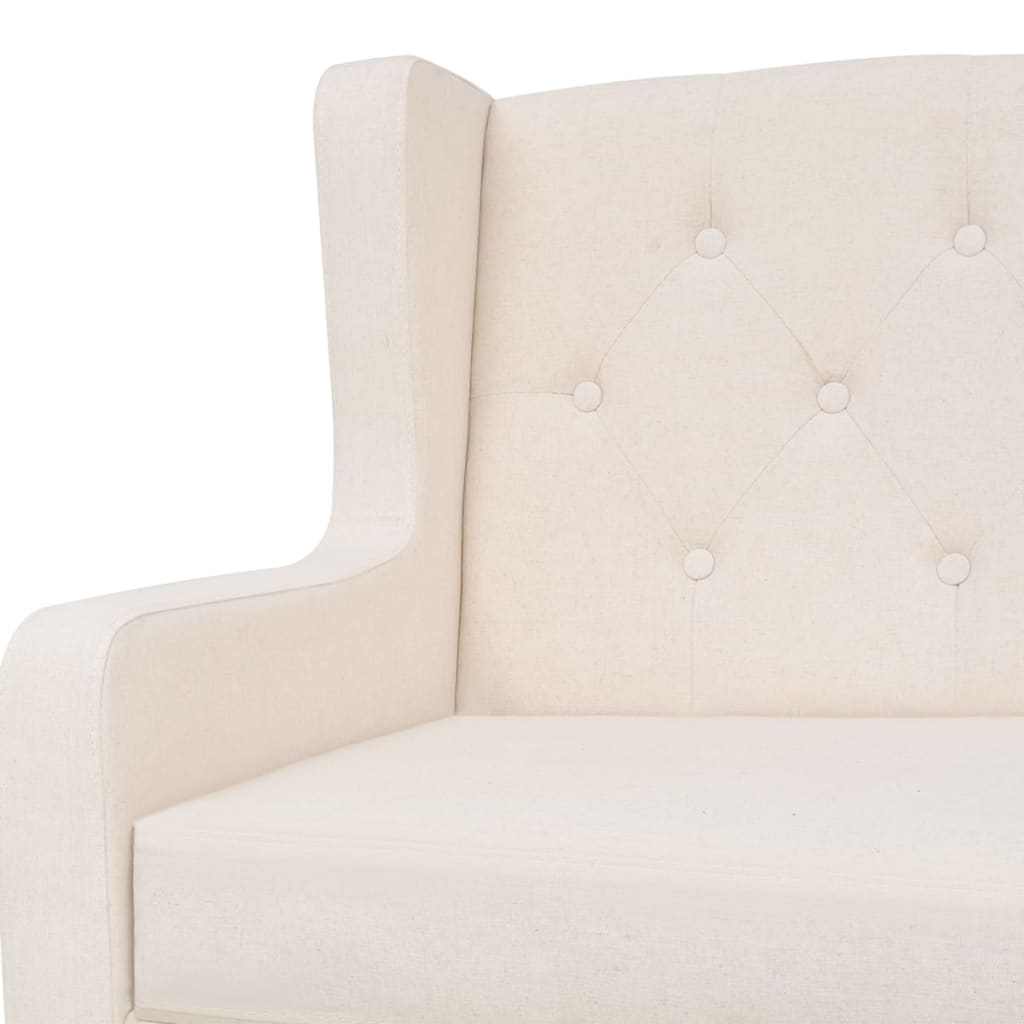 vidaXL Canapea cu 2 locuri, material textil, alb crem