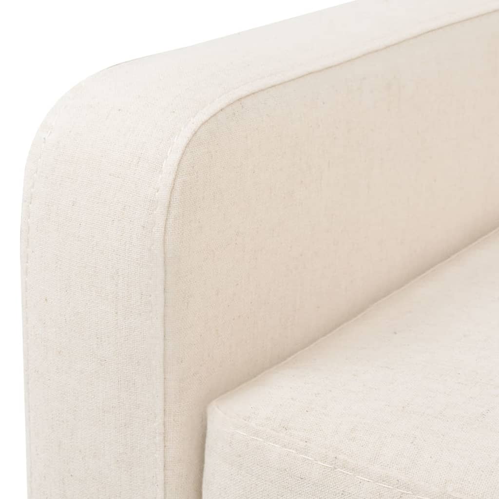 vidaXL Canapea cu 2 locuri, material textil, alb crem