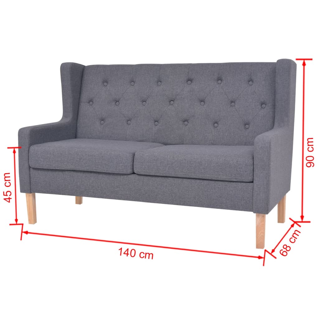 vidaXL Canapea cu 2 locuri, material textil, gri