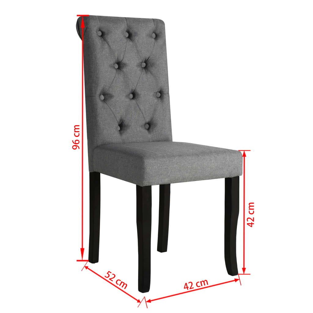 vidaXL Scaune de bucătărie, 2 buc., gri închis, material textil