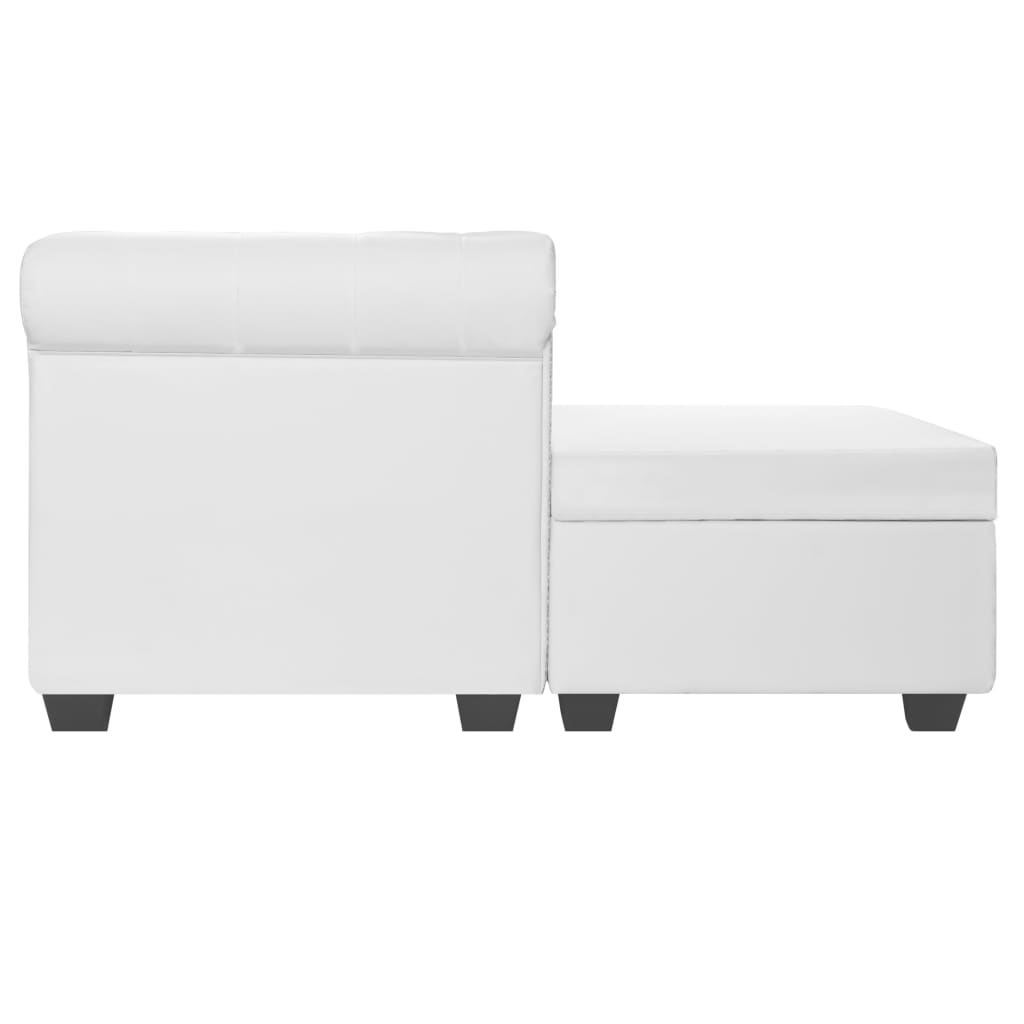 vidaXL Canapea Chesterfield în formă de L, piele artificială, alb vidaXL Canapea Chesterfield în formă de L, piele artificială, alb