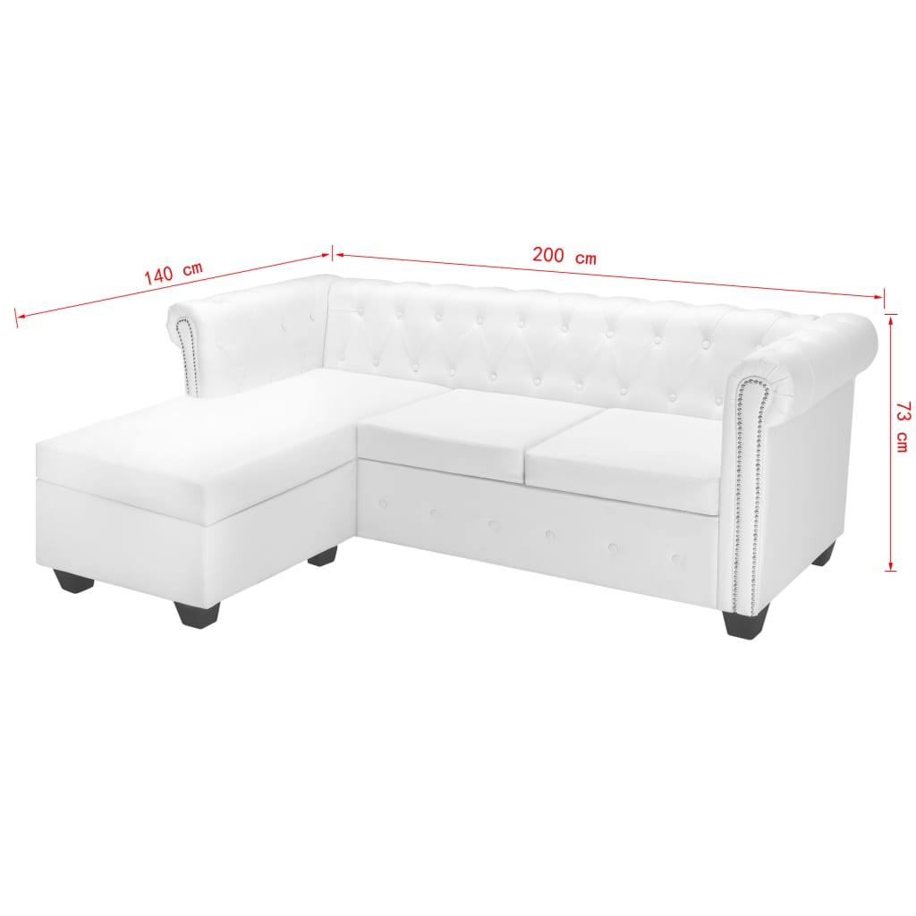vidaXL Canapea Chesterfield în formă de L, piele artificială, alb vidaXL Canapea Chesterfield în formă de L, piele artificială, alb