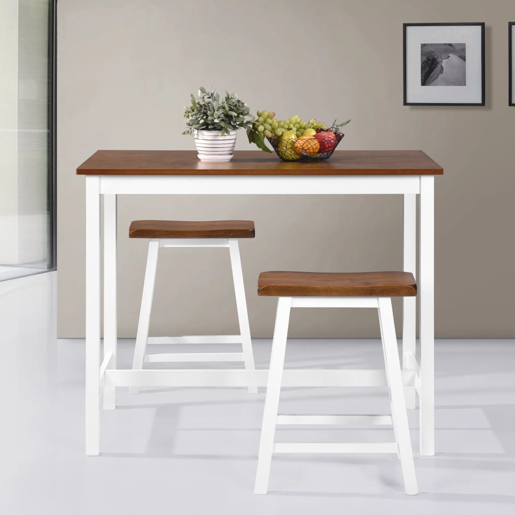vidaXL Set mobilier tip bar, masă și scaune, 3 piese, lemn masiv vidaXL Set mobilier tip bar, masă și scaune, 3 piese, lemn masiv