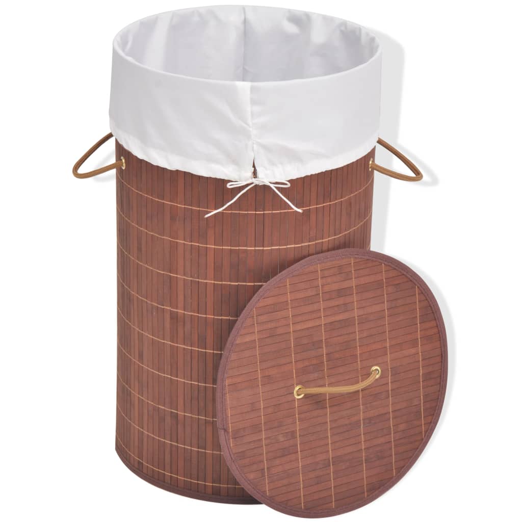 vidaXL Coș de rufe din bambus, rotund, maro vidaXL Coș de rufe din bambus, rotund, maro