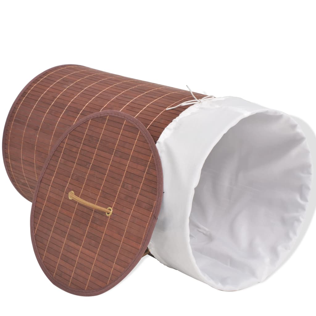 vidaXL Coș de rufe din bambus, rotund, maro vidaXL Coș de rufe din bambus, rotund, maro