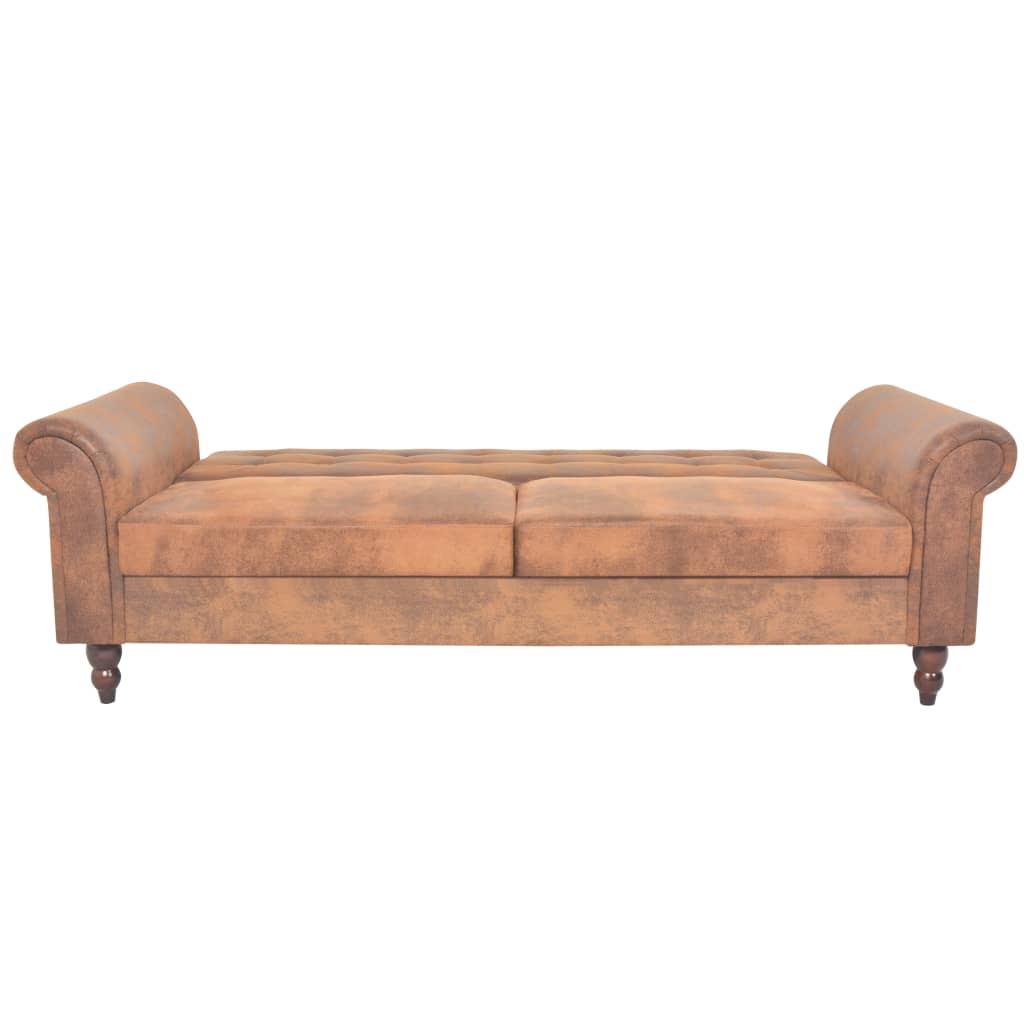 vidaXL Canapea extensibilă cu cotiere/2 locuri, maro, velur artificial