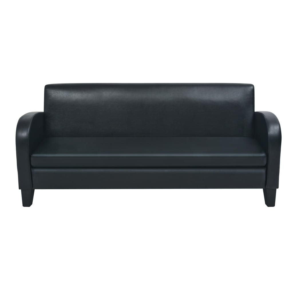 vidaXL Canapea cu 3 locuri, negru, piele artificială vidaXL Canapea cu 3 locuri, negru, piele artificială
