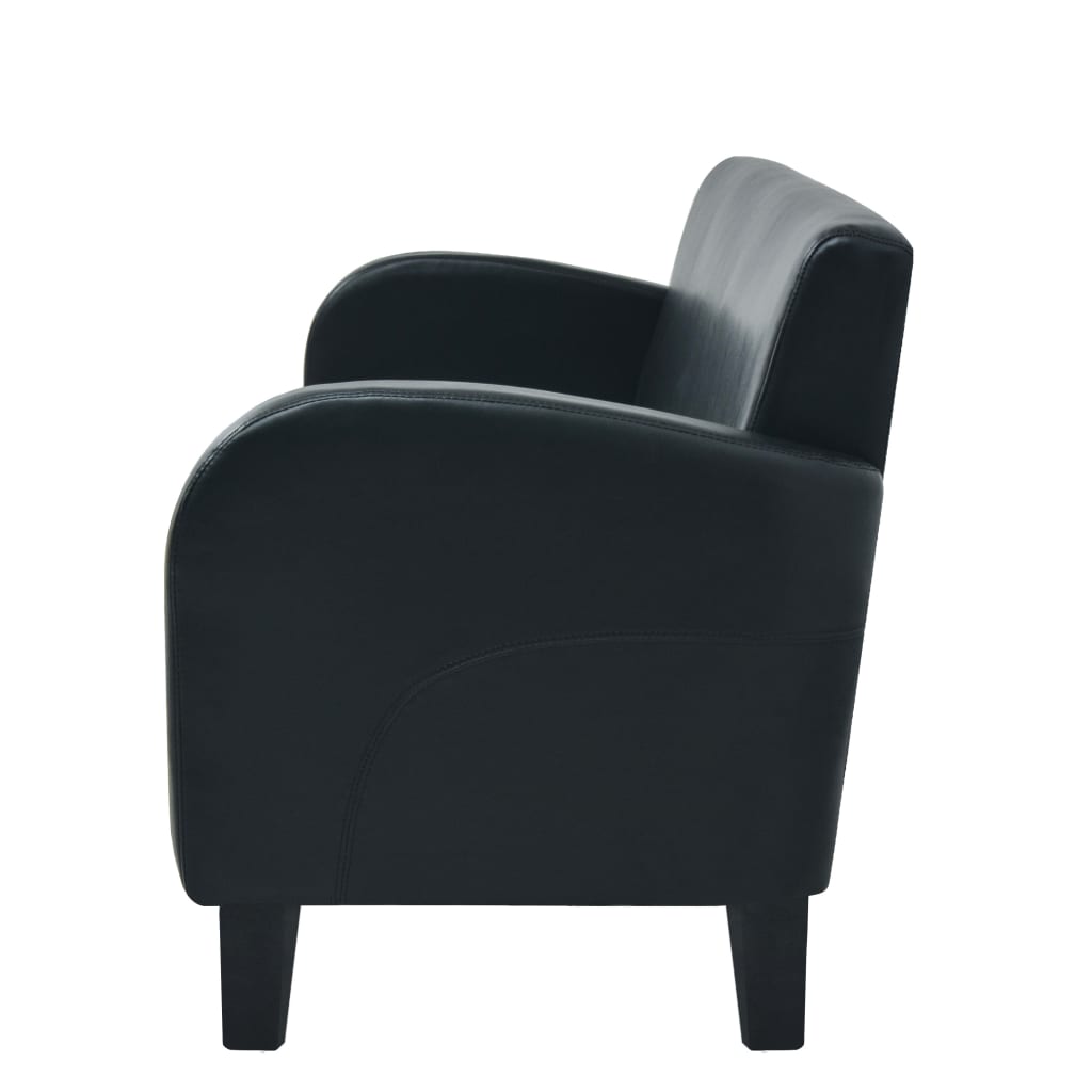 vidaXL Canapea cu 3 locuri, negru, piele artificială vidaXL Canapea cu 3 locuri, negru, piele artificială