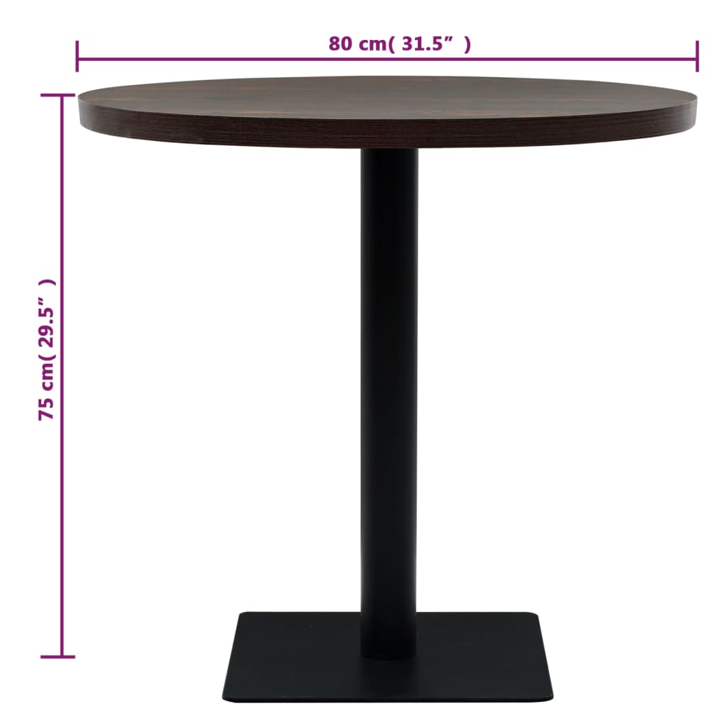 vidaXL Masă bistro, MDF și oțel, rotundă, 80x75 cm, Cenușiu închis vidaXL Masă bistro, MDF și oțel, rotundă, 80x75 cm, Cenușiu închis